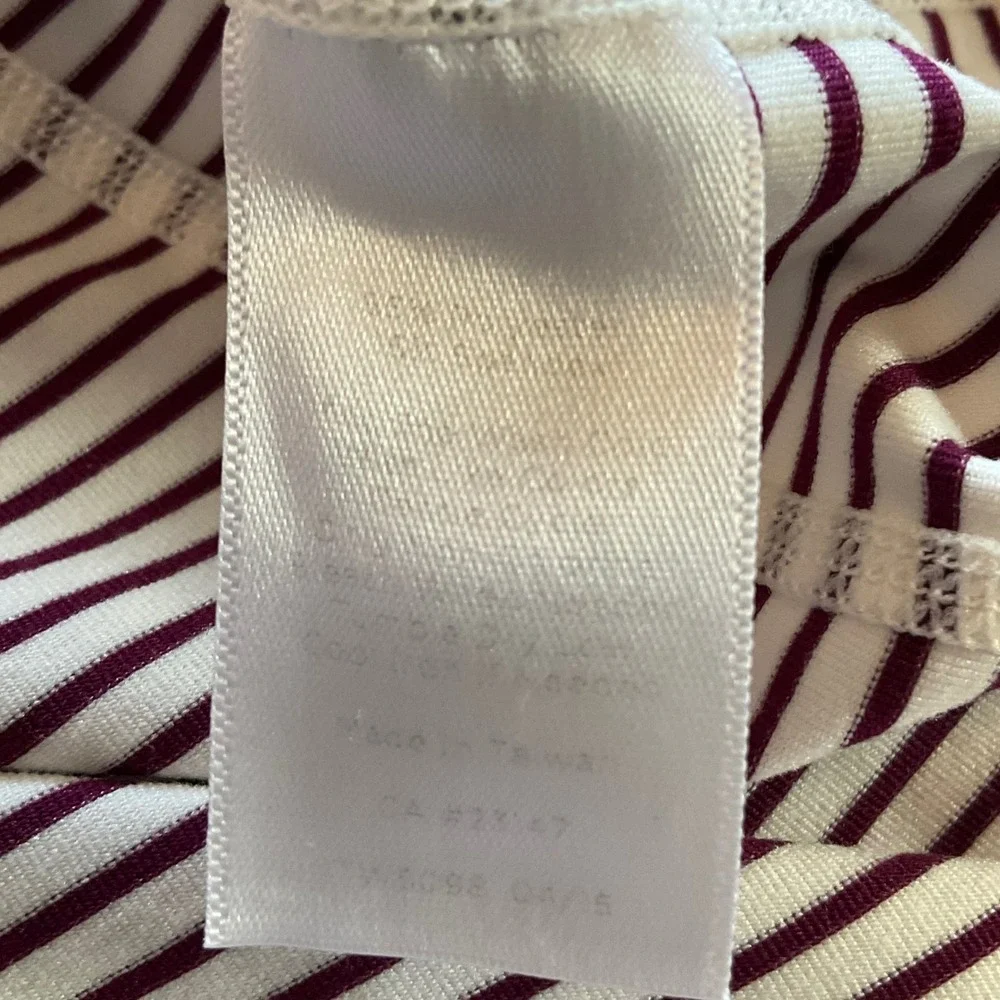 Talbots Athletic Tank Top Womens Small Burgundy White Striped Built-in Shelf Bra